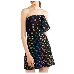 Shoshanna Black Multicolor Star One Shoulder Dress